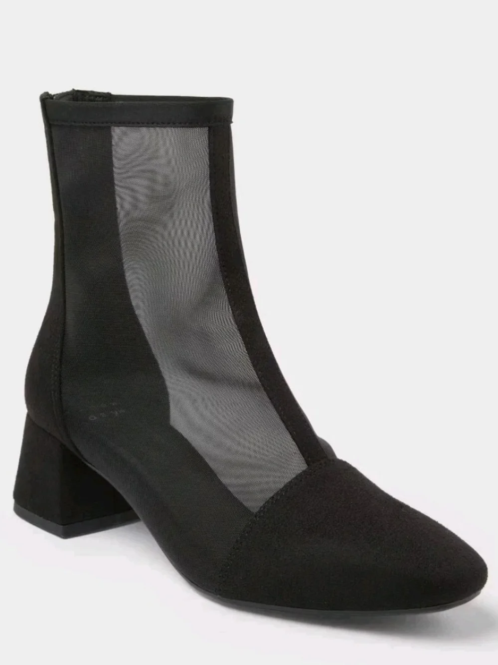 Black Mesh Block Heel Ankle Celaena Boots - Women A New Day